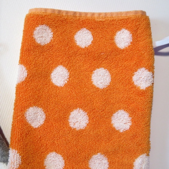 NEW- 2 orange / gray European style bath washcloth mitts, gift- HANDMADE in USA - Picture 3 of 3